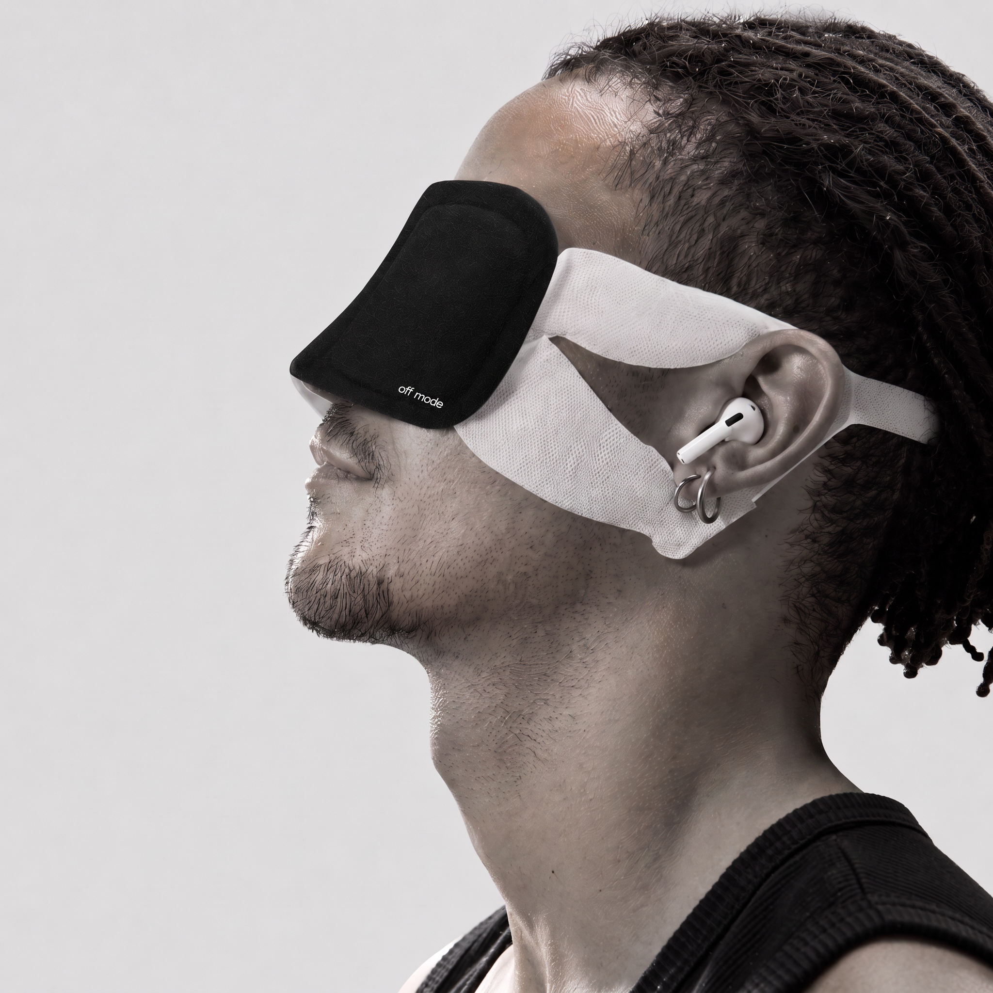 off mode eye mask worn in profile